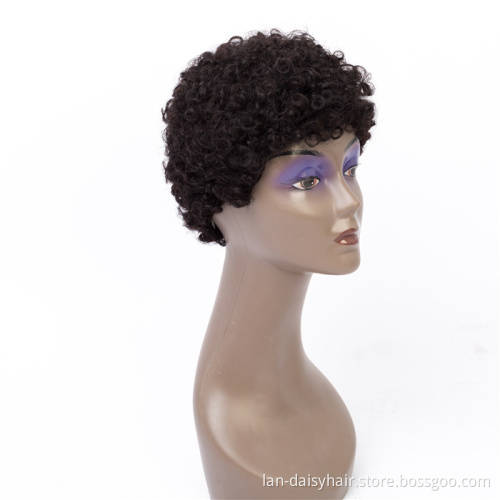 Factory Stock Supply Afro Kinky Curly Wigs For Black Women  100% Human Hair Short Wigs